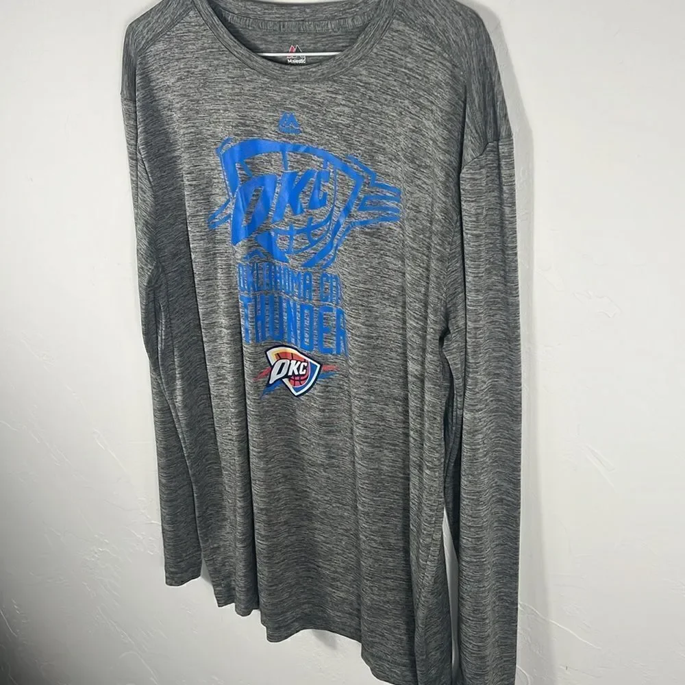 🏀 OKLAHOMA CITY THUNDER NBA Polyester Pullover Long Sleeve Dri-Fit T-Shirt Sz L